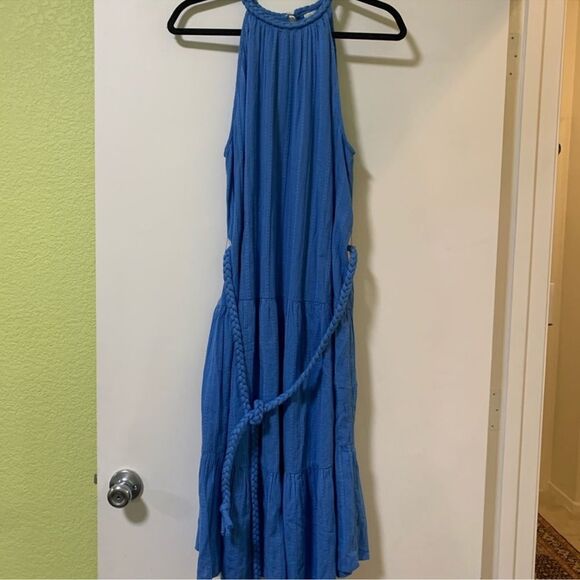 Loft beac braided belt halter midi dress size L - Picture 5 of 11